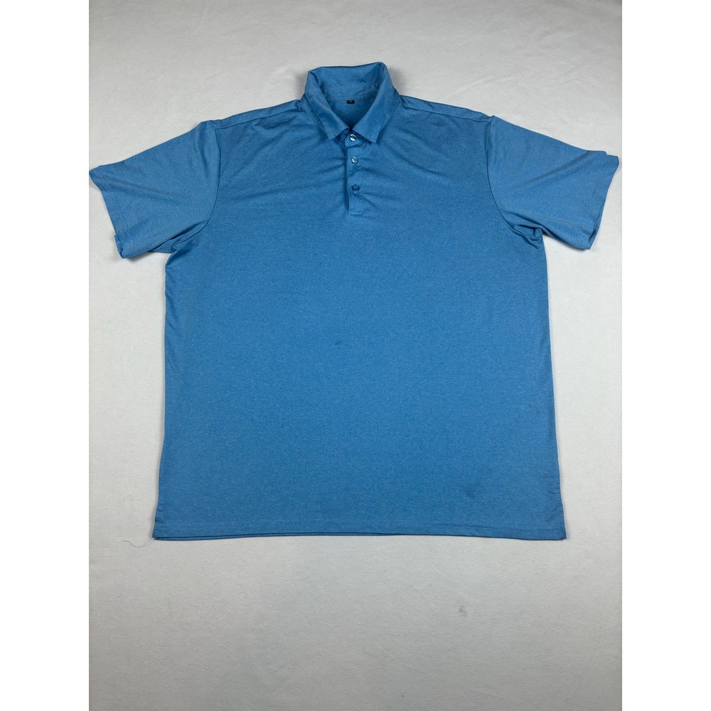 Mens‎ Heather Blue Short Sleeve Performance Polo Shirt Size 2XL Stretch Athletic